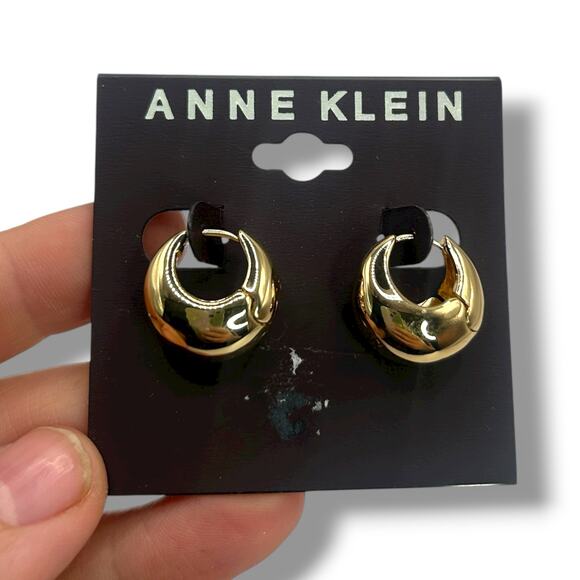 NEW Anne Klein Chunky Gold hoop Earrings Small hinge mini drop hoops - Picture 1 of 10